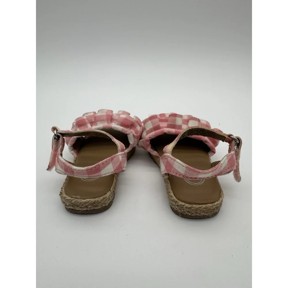 Wonder Nation Pink‎ Gingham Ruffle Sandals Girls Toddler Size 3